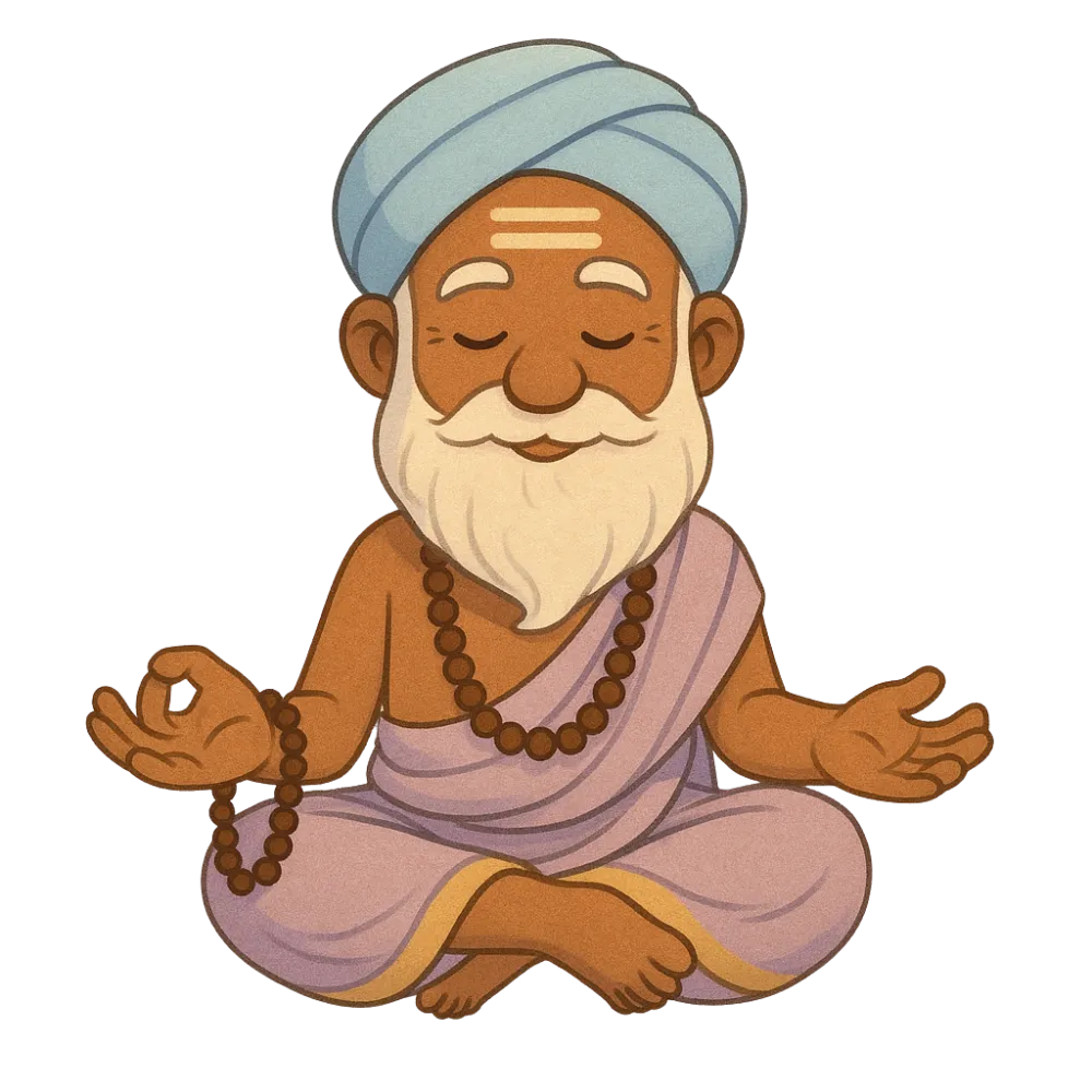 Wise Yogi Swami in meditation pose